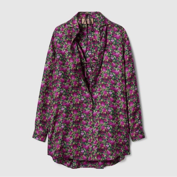 Gucci Floral Pink and Green Blouse - Picture 1 of 11